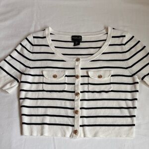Rachel Zoe Black and White Striped Crop Top